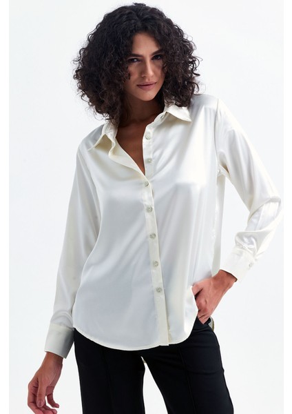 Hafif Dökümlü Saten Gömlek | GML35403