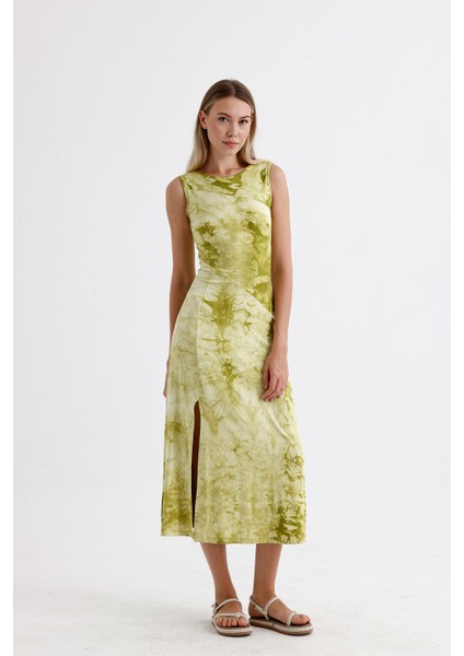 Yırtmaçlı Kolsuz Likralı Viskon Elbise | ELB35734 modelleri