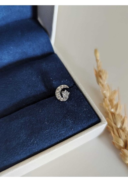 Cerrahi Çelik Gümüş Ay Yıldız Tragus Piercing