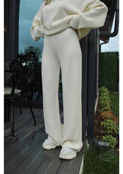 Örgü Detaylı Oversize Kazak Pantolon Triko Alt-Üst Takım indirimleri