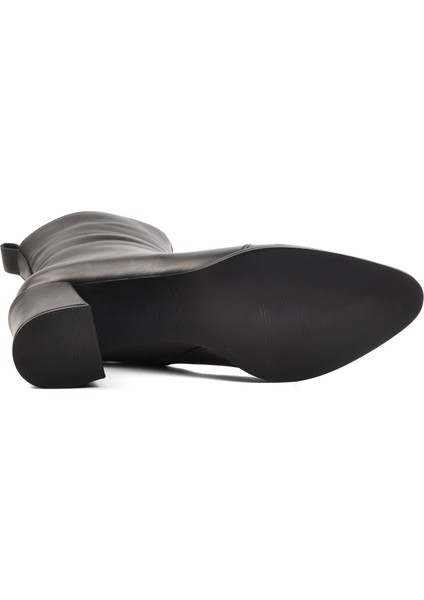 Ds-30 Siyah Deri Içi Polarlı Memory Foam Kadın Topuklu Bot