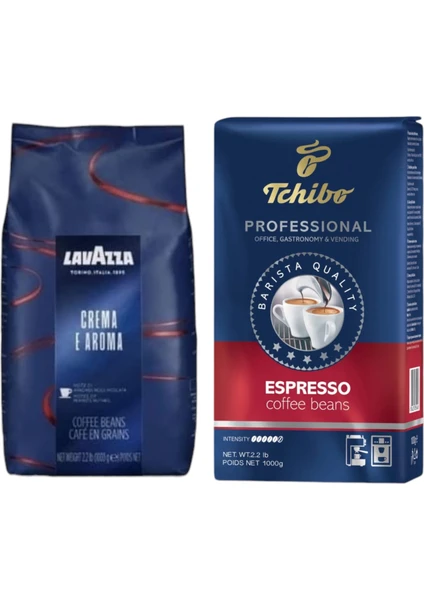 Profesional Espresso Çekirdek Kahve 1kg+Lavazza Crema E Aroma Çekirdek Kahve 1 kg