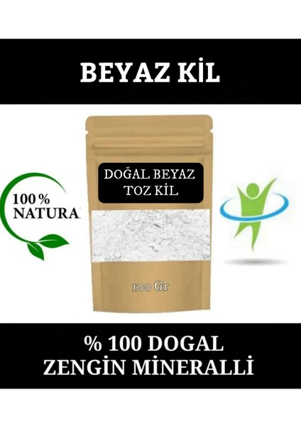 Beyaz Kil Doğal Yüz Maskesi - Beyaz Kil Maskesi - beyaz Toz Kil 100 gr