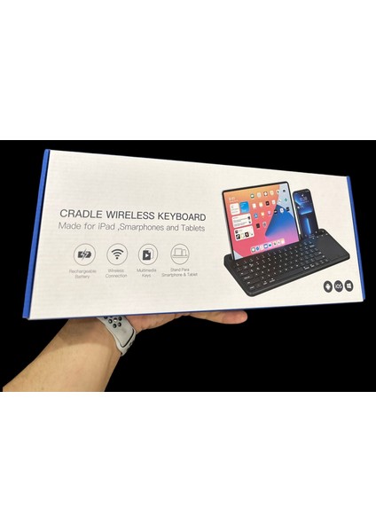 Bluetooh Wıreless Keyboard Siyah Touchpad Kablosuz ' Android ve iPad Tablet Pc Uyumlu