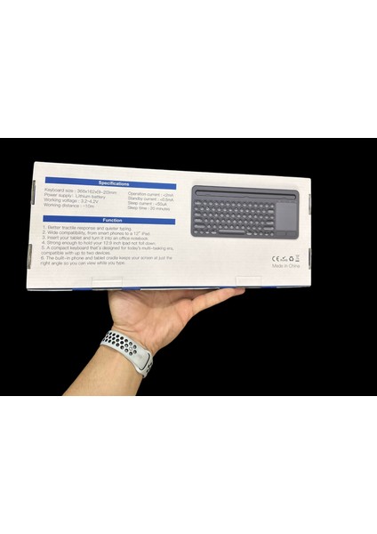 Bluetooh Wıreless Keyboard Siyah Touchpad Kablosuz ' Android ve iPad Tablet Pc Uyumlu