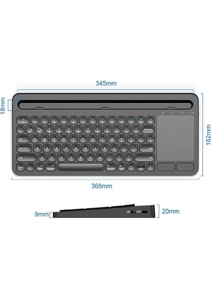 Bluetooh Wıreless Keyboard Siyah Touchpad Kablosuz ' Android ve iPad Tablet Pc Uyumlu