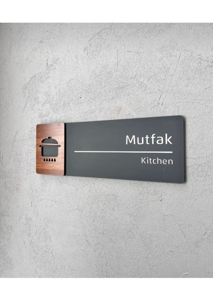 Ceviz Serisi Mutfak (Ingilizce - Türkçe) Kapı Isimliği