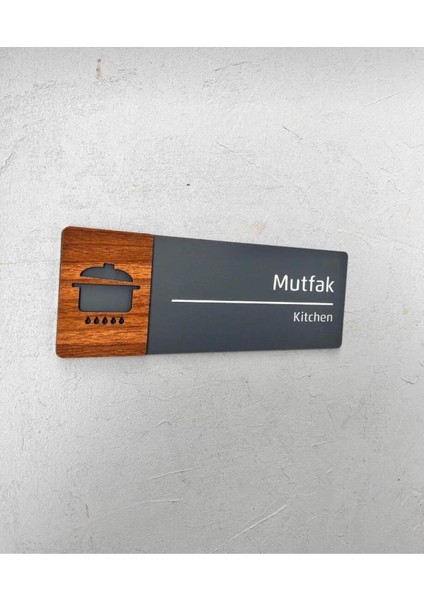 Ceviz Serisi Mutfak (Ingilizce - Türkçe) Kapı Isimliği