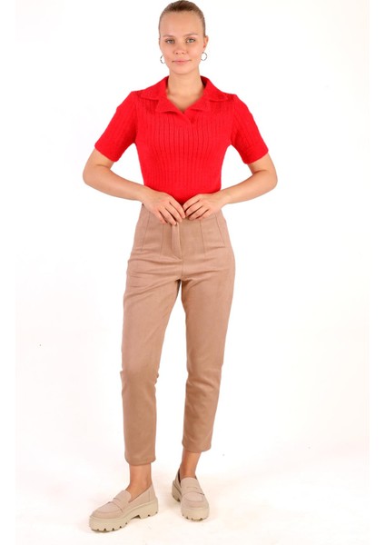 24162 Pola Yaka Fitilli Kazak Kırmızı fiyatları