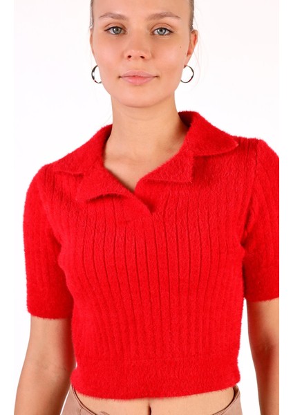 24162 Pola Yaka Fitilli Kazak Kırmızı fırsatları