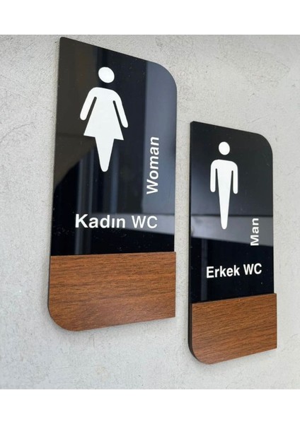 Timber Serisi Erkek Kadın Wc Set Yönlendirme Levhası