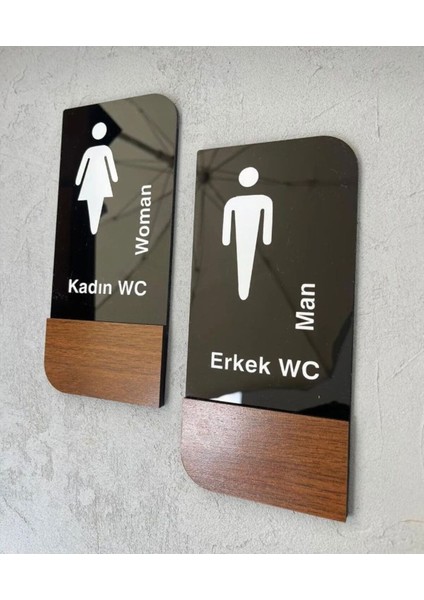Timber Serisi Erkek Kadın Wc Set Yönlendirme Levhası