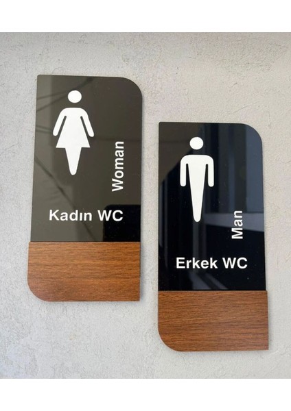 Timber Serisi Erkek Kadın Wc Set Yönlendirme Levhası