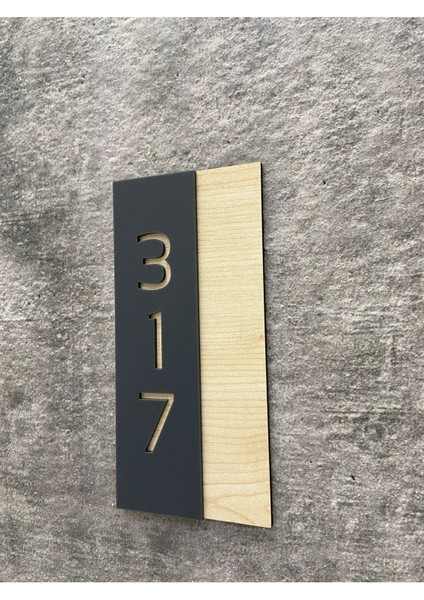Elegant Serisi Mat Antrasit Pleksi Kapı Numarası