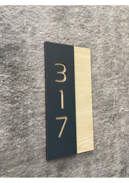 Elegant Serisi Mat Antrasit Pleksi Kapı Numarası