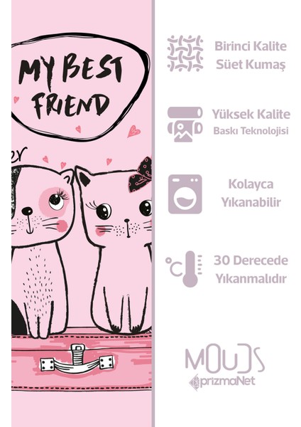 Çift Tarafı Baskılı Lovely Cats Desenli Tekli Süet Kırlent Kılıfı modelleri