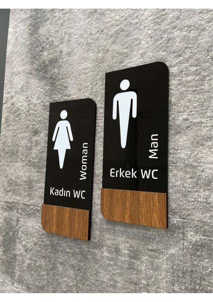 Timber Serisi Erkek Kadın Wc Set Yönlendirme Levhası