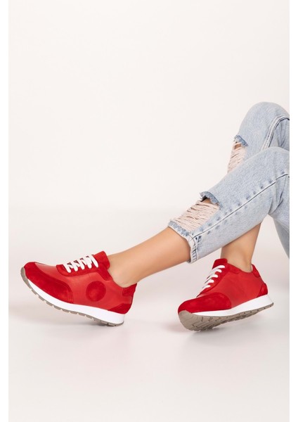 Içi Dışı Hakiki Deri Anatomik Taban Spor Ayakkabı GND.20710 - Kırmızı - 40