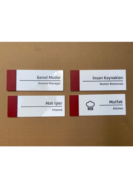4 Adet Pearl Red Serisi Kapı Isimlikleri