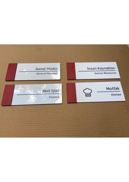 4 Adet Pearl Red Serisi Kapı Isimlikleri
