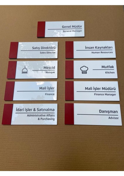 9 Adet Pearl Red Serisi Kapı Isimlikleri