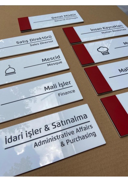9 Adet Pearl Red Serisi Kapı Isimlikleri
