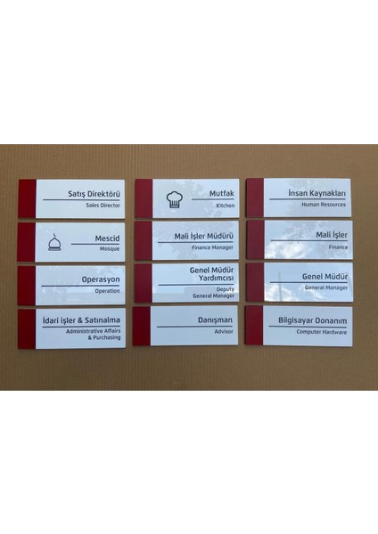 10 Adet Pearl Red Serisi Kapı Isimlikleri