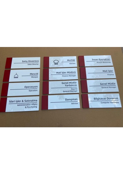 10 Adet Pearl Red Serisi Kapı Isimlikleri