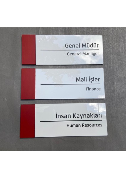 3 Adet Pearl Red Serisi Kapı Isimlikleri