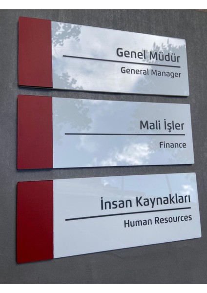3 Adet Pearl Red Serisi Kapı Isimlikleri