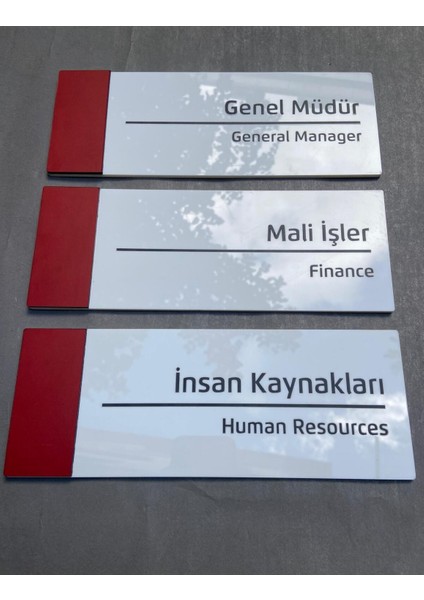 3 Adet Pearl Red Serisi Kapı Isimlikleri