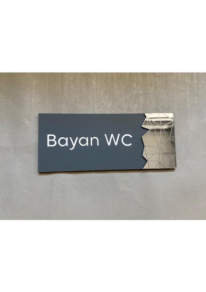 Dekoratif Füme Aynalı Antrasit Wc Tabelası