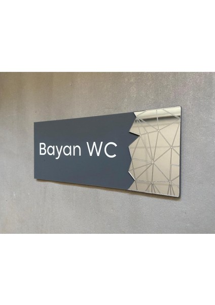 Dekoratif Füme Aynalı Antrasit Wc Tabelası fiyatları