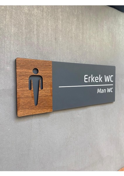 Ceviz Serisi Erkek Wc (Ingilizce-Türkçe) Kapı Isimliği