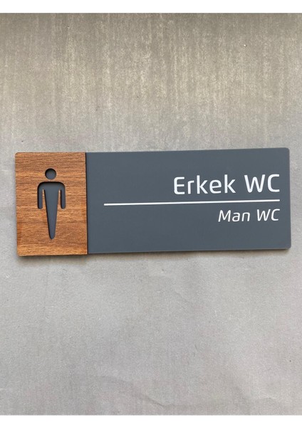 Ceviz Serisi Erkek Wc (Ingilizce-Türkçe) Kapı Isimliği