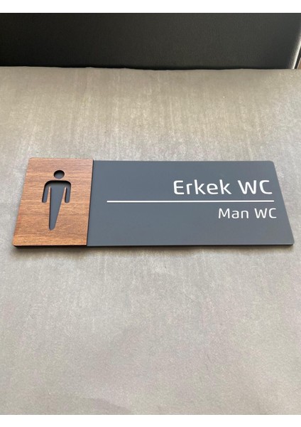 Ceviz Serisi Erkek Wc (Ingilizce-Türkçe) Kapı Isimliği