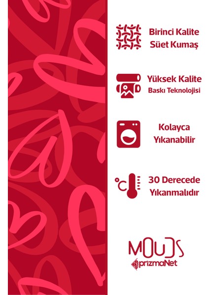 Çift Tarafı Baskılı Hearts Desenli Tekli Süet Kırlent Kılıfı modelleri