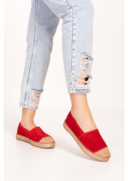 Hakiki Deri Günlük Espadril ALPX.422 - Kırmızı - 40 modelleri