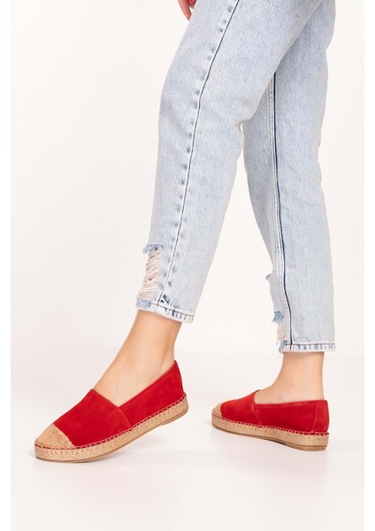 Hakiki Deri Günlük Espadril ALPX.422 - Kırmızı - 40 fırsatları