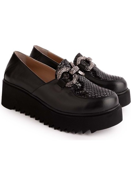 Deri Dolgu Topuklu Tokalı Ayakkabı AST.8403 - Siyah Petek - 40 fiyatları