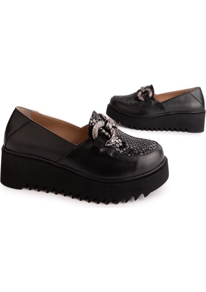 Deri Dolgu Topuklu Tokalı Ayakkabı AST.8403 - Siyah Petek - 40 modelleri
