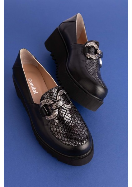 Deri Dolgu Topuklu Tokalı Ayakkabı AST.8403 - Siyah Petek - 40 fırsatları