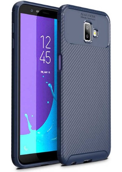 Samsung Galaxy J6 Plus Kılıf Negro Karbon Desen Silikon + Ekran Koruyucu