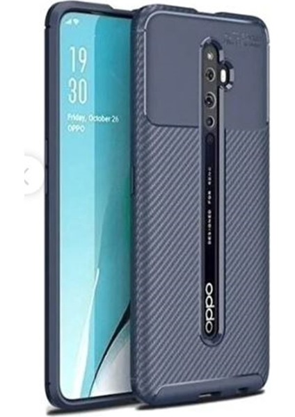 Oppo Reno 2z Kılıf Negro Karbon Desen Silikon + Ekran Koruyucu