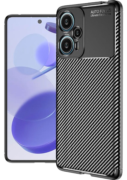 Xiaomi Poco F5 Kılıf Negro Karbon Desen Silikon + Ekran Koruyucu