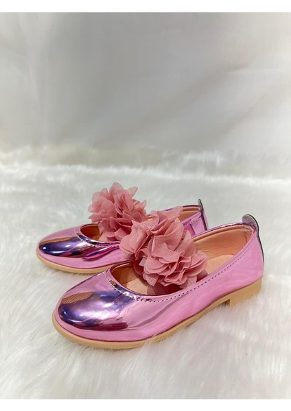 Best Shoes Kız Çocuk Pembe Çiçek Detaylı Babet