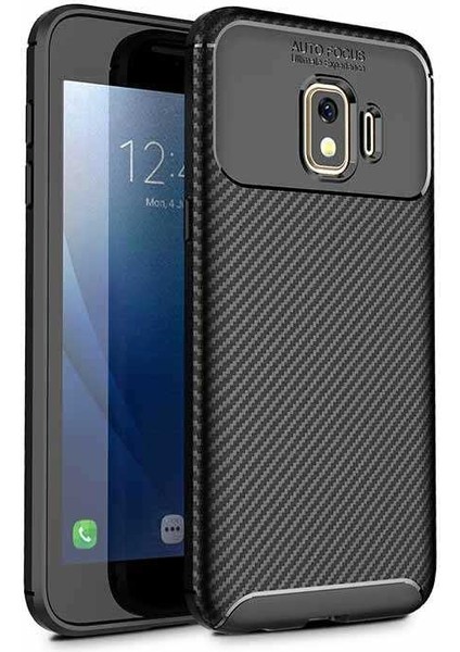 Samsung Galaxy J2 Core Kılıf Negro Karbon Desen Silikon + Ekran Koruyucu