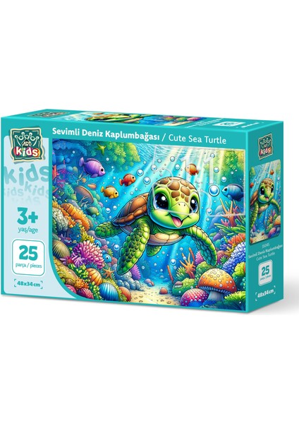 Art Çocuk Sevimli Deniz Kaplumbağası 25 Parça Puzzle