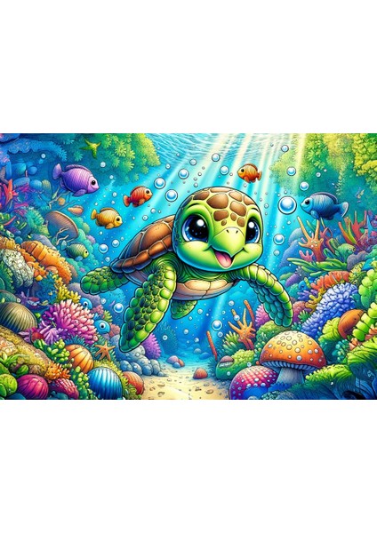Art Çocuk Sevimli Deniz Kaplumbağası 25 Parça Puzzle
