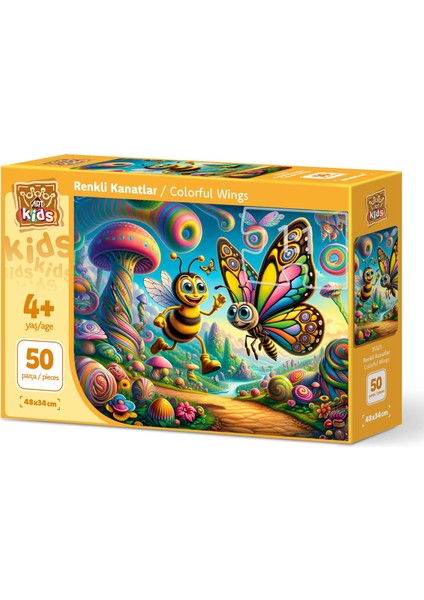 Art Çocuk Renkli Kanatlar 50 Parça Puzzle